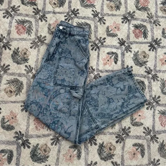 BDG Blue Floral Jacquard Straight-Leg Jeans - Picture 5 of 5